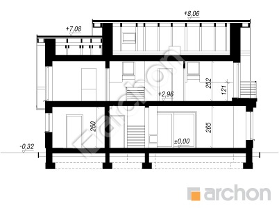 Проєкт будинку ARCHON+ Будинок в лантані 2 вер.2 Розріз будинку