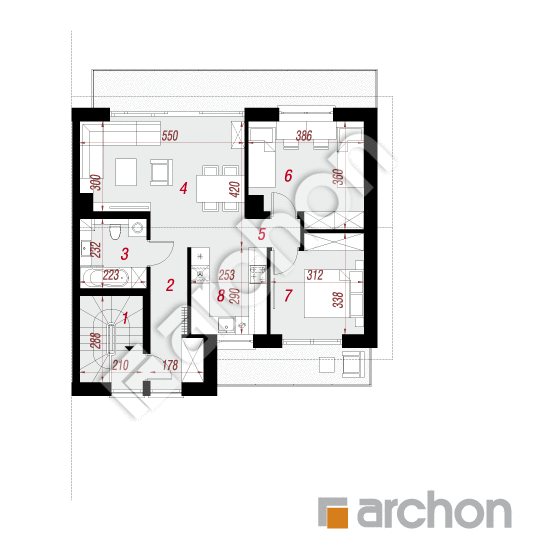Проект дома ARCHON+ Дом при сквере 3 (Р2БА) План першого поверху