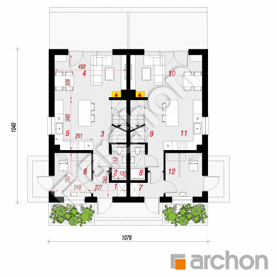 Проект дома ARCHON+ Дом в ривиях 15 (Р2) План першого поверху