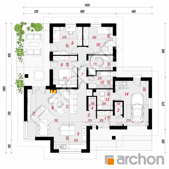 Проект будинку ARCHON+ Будинок в раванах План першого поверху