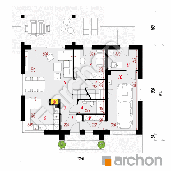 Проект дома ARCHON+ Дом в коммифорах 7 План першого поверху