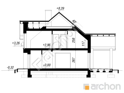 Проект дома ARCHON+ Дом в коммифорах 7 Розріз будинку