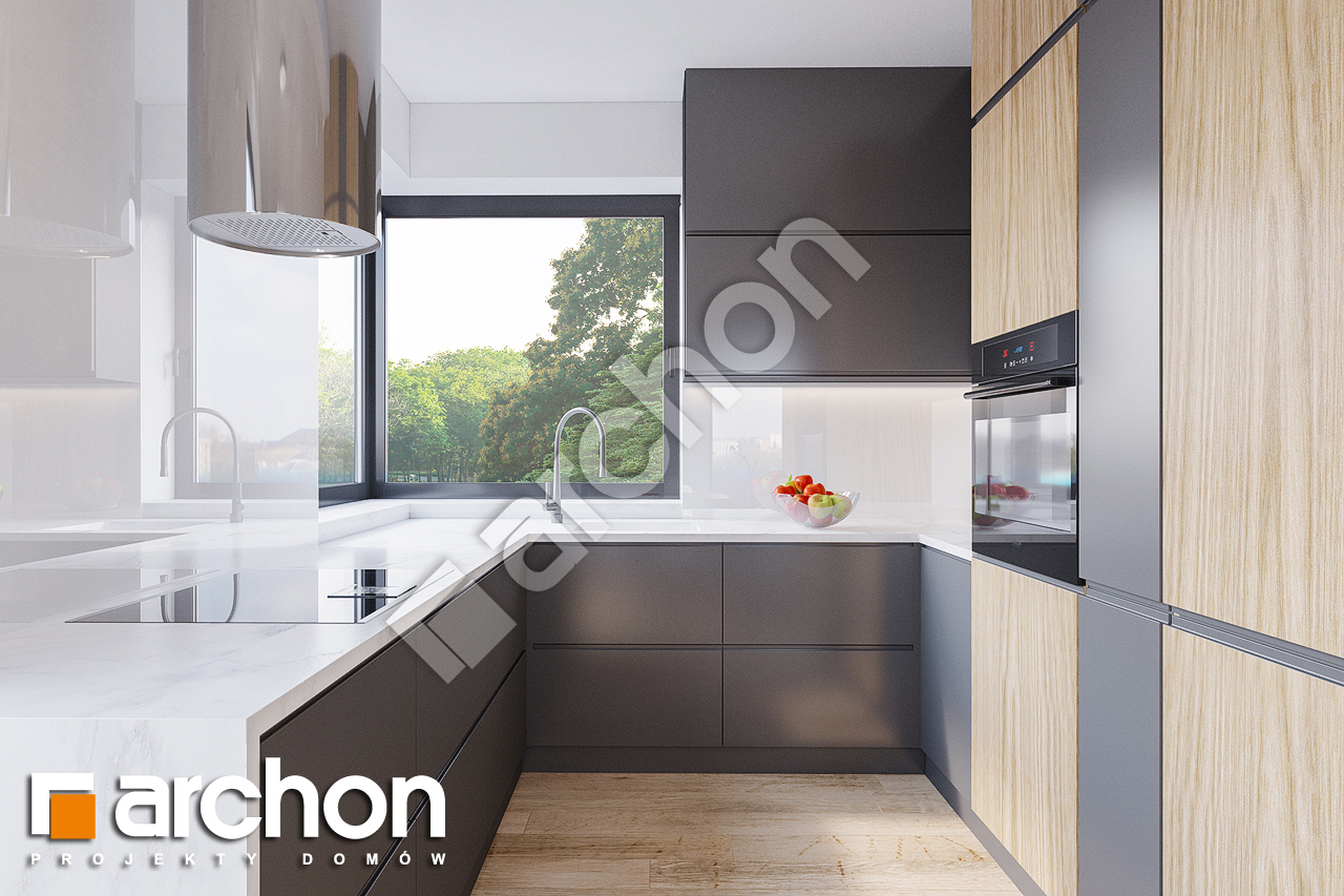 Проект будинку ARCHON+ Будинок в брусниці (Н) візуалізація кухні 1 від 2