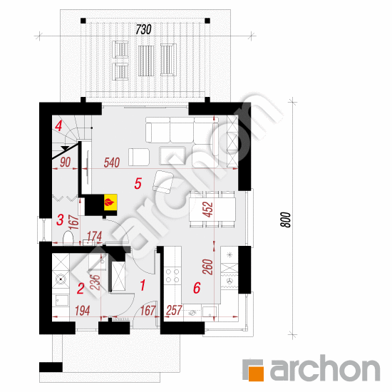 Проект дома ARCHON+ Дом в бруснике (Н) План першого поверху