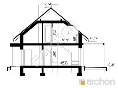 Проект дома ARCHON+ Дом в бруснике (Н) Розріз будинку