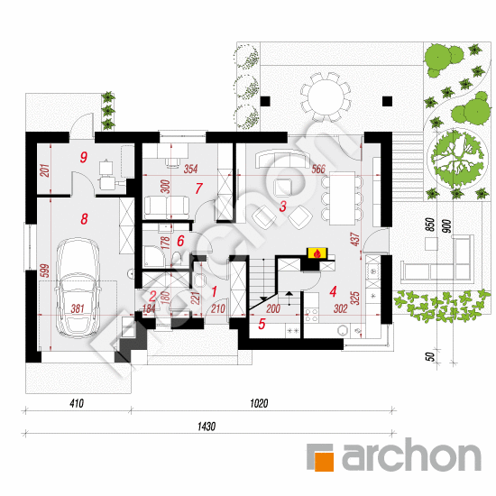 Проект будинку ARCHON+ Будинок в малинівці 3 План першого поверху