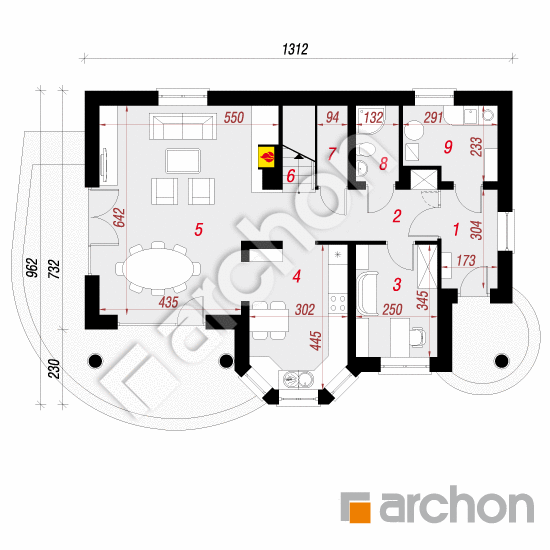 Проект будинку ARCHON+ Будинок в майорані вер.2 План першого поверху