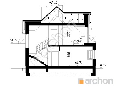 Проект дома ARCHON+ Дом в майоране вер.2 Розріз будинку