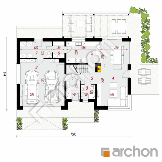 Проект будинку ARCHON+ Будинок в айдаредах 11 (Г2) План першого поверху