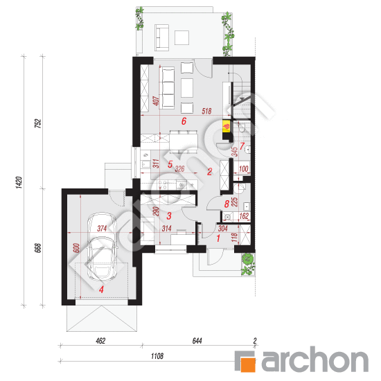 Проект будинку ARCHON+ Будинок в тунбергіях 5 (ГБ) План першого поверху