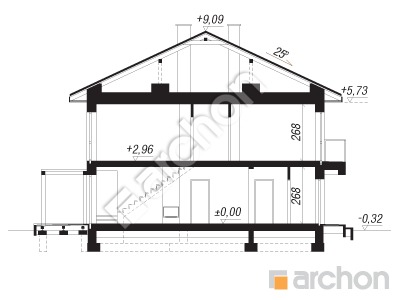 Проект дома ARCHON+ Дом в тунбергиях 5 (ГБ) Розріз будинку