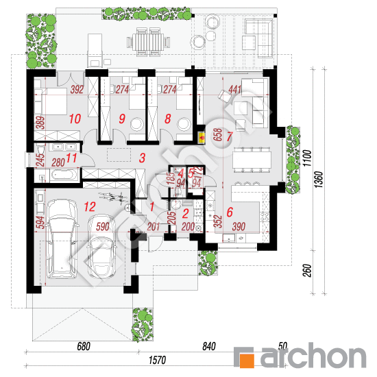 Проект будинку ARCHON+ Будинок під червоною горобиною 23 (Г) План першого поверху
