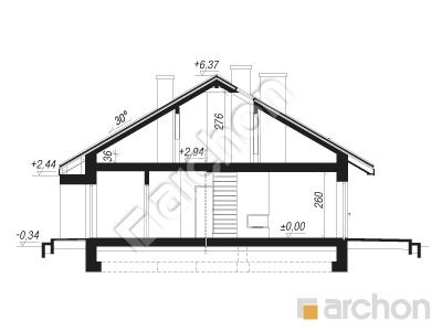 Проект дома ARCHON+ Дом под красной рябиной 17 (НТ) Розріз будинку