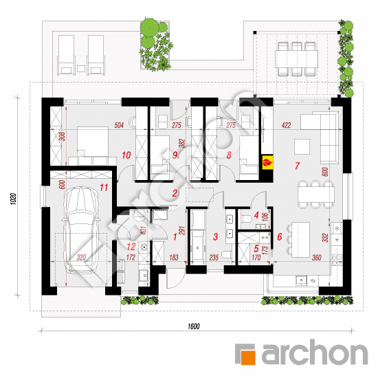 Проект будинку ARCHON+ Будинок в хебе 3 (Г) План першого поверху