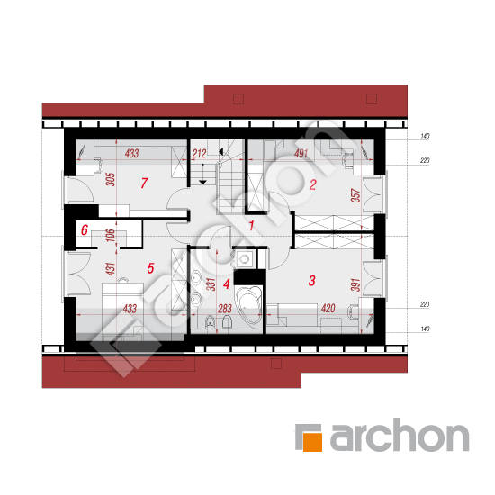 Проект будинку ARCHON+ Будинок в яблонках 6 (Т) План мансандри