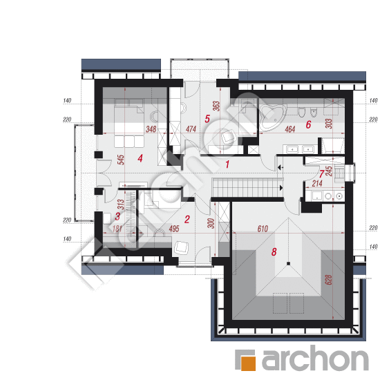 Проект будинку ARCHON+ Будинок в кортланді 2 (Г2) План мансандри
