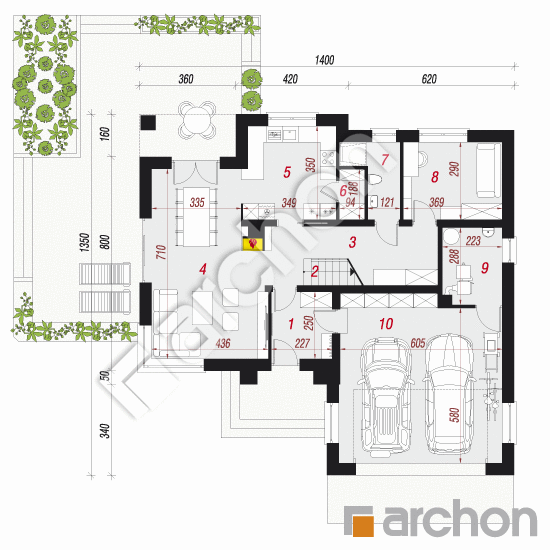 Проект дома ARCHON+ Дом в кортландах 2 (Г2) План першого поверху
