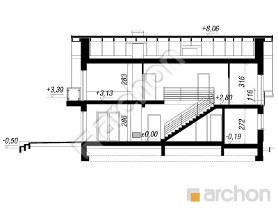 Проект дома ARCHON+ Дом в кортландах 2 (Г2) Розріз будинку
