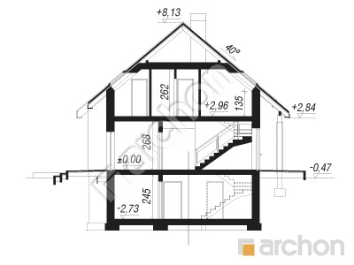 Проєкт будинку ARCHON+ Будинок в яблонках 4 (П) Розріз будинку