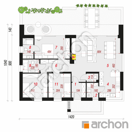 Проект дома ARCHON+ Дом в наранхиле План першого поверху
