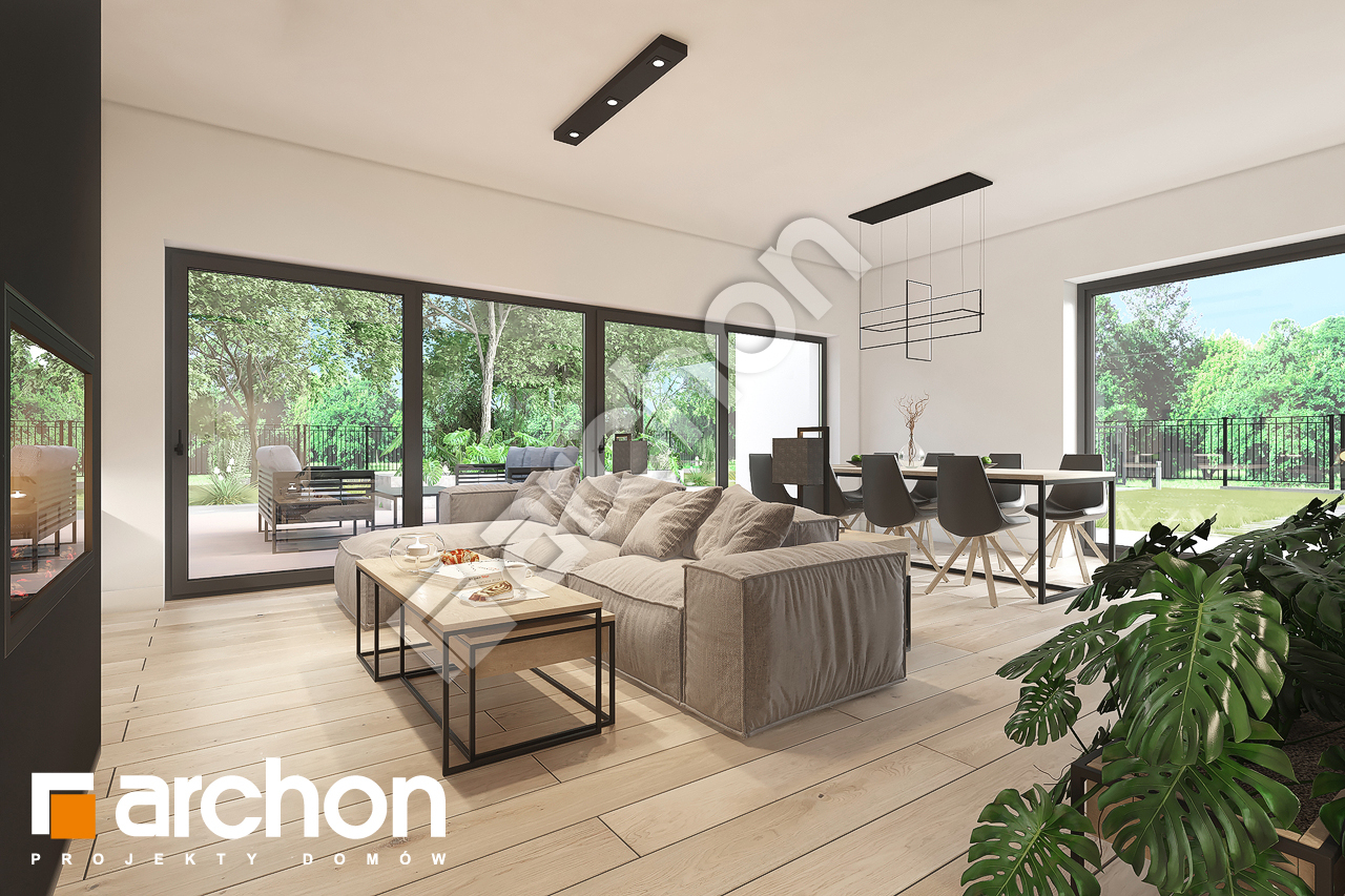Проект дома ARCHON+ Дом в наранхиле дневная зона (визуализация 1 вид 3)