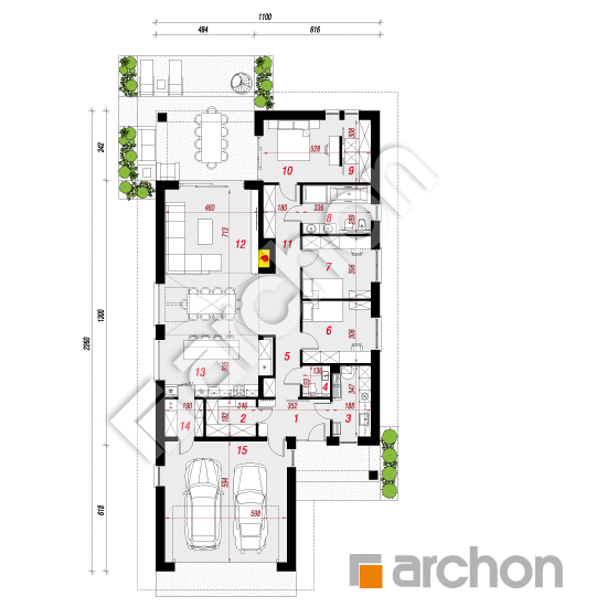 Проект дома ARCHON+ Дом в кроссандрах (Г2) План першого поверху