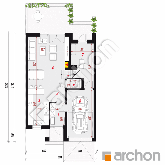 Проект дома ARCHON+ Дом под агавами 3 (С) План першого поверху