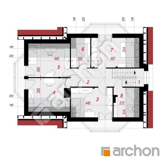 Проект будинку ARCHON+ Будинок в кизилі вер.2 План мансандри