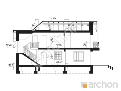 Проект дома ARCHON+ Дом в кизиле вер.2 Розріз будинку
