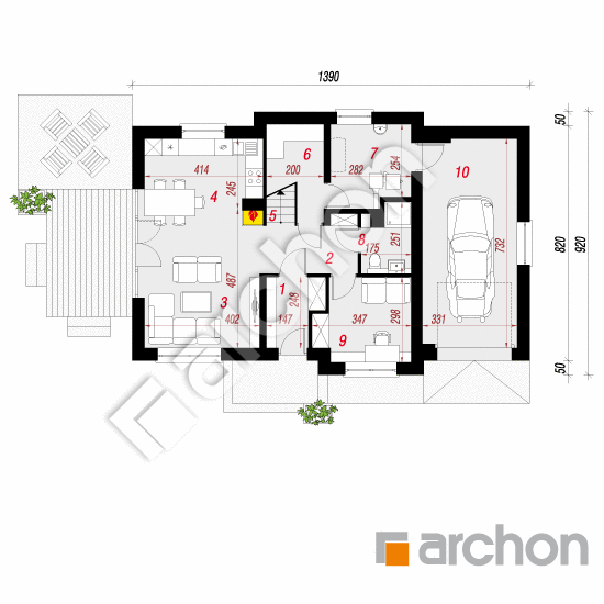 Проект будинку ARCHON+ Будинок в хлорофітумі 3 (Г) План першого поверху