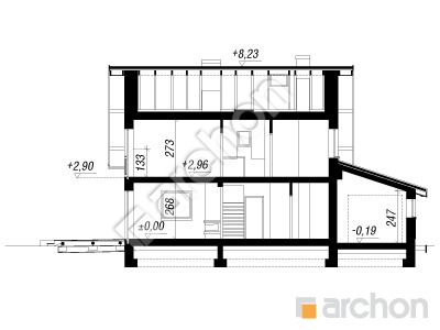 Проект дома ARCHON+ Дом в хлорофитуме 3 (Г) Розріз будинку