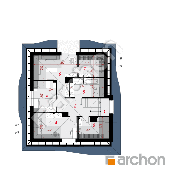 Проект дома ARCHON+ Дом в зефирантесе 5 (П) План мансандри