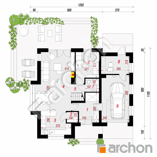 Проект дома ARCHON+ Дом в миловонках 2 План першого поверху