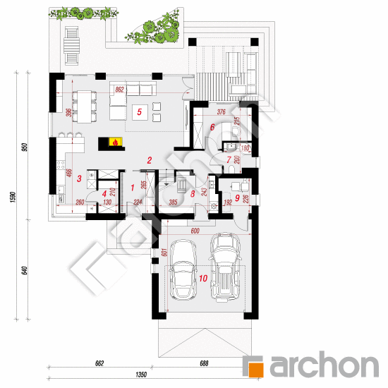 Проект будинку ARCHON+ Будинок в сантині (Г2) План першого поверху