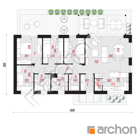 Проект будинку ARCHON+ Будинок у вівсянниці 3 (Н) План першого поверху