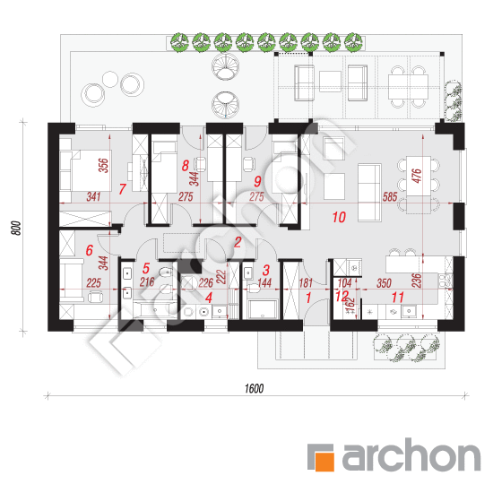 Проект дома ARCHON+ Дом в ирисе 3 (Н) План першого поверху