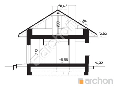 Проєкт будинку ARCHON+ Будинок в коручках 9 ВДЕ Розріз будинку