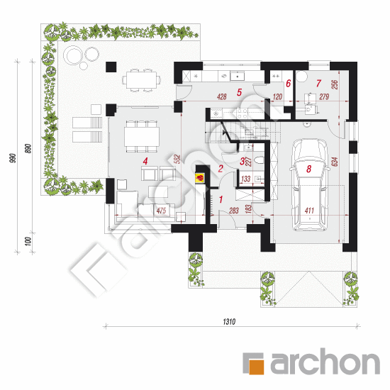 Проект будинку ARCHON+ Будинок в сандавіллах План першого поверху