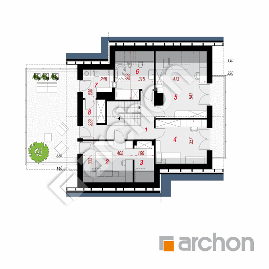 Проект дома ARCHON+ Дом в глостерах План мансандри