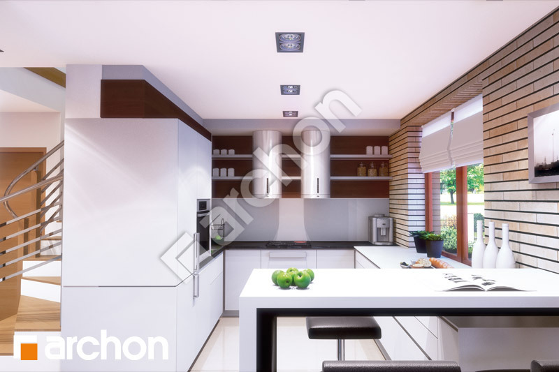Проект дома ARCHON+ Дом в айдаредах вер.2 визуализация кухни 1 вид 1