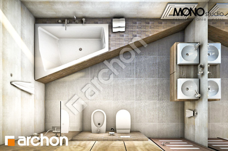 Проект дома ARCHON+ Дом в айдаредах вер.2 визуализация ванной (визуализация 1 вид 5)