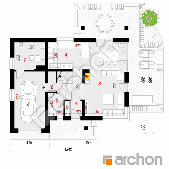 Проект будинку ARCHON+ Будинок в айдаредах вер.2 План першого поверху