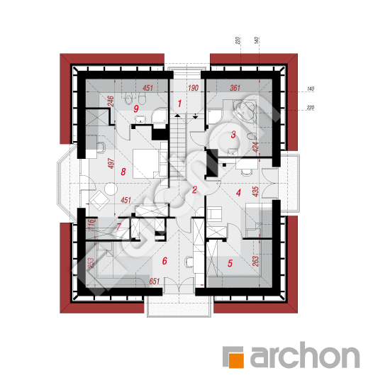Проект будинку ARCHON+ Будинок в тим'яні 3 (П) вер. 2 План мансандри