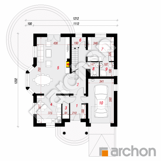 Проект будинку ARCHON+ Будинок в тим'яні 3 (П) вер. 2 План першого поверху
