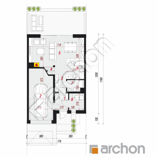 Проект будинку ARCHON+ Будинок в клематисах 28 (С) План першого поверху