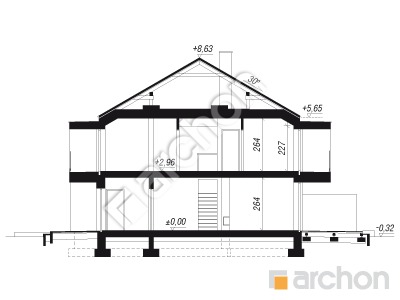 Проєкт будинку ARCHON+ Будинок в клематисах 28 (С) Розріз будинку