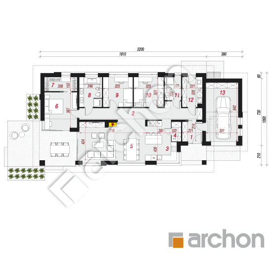 Проект дома ARCHON+ Дом в андромедах 5 (Г) План першого поверху