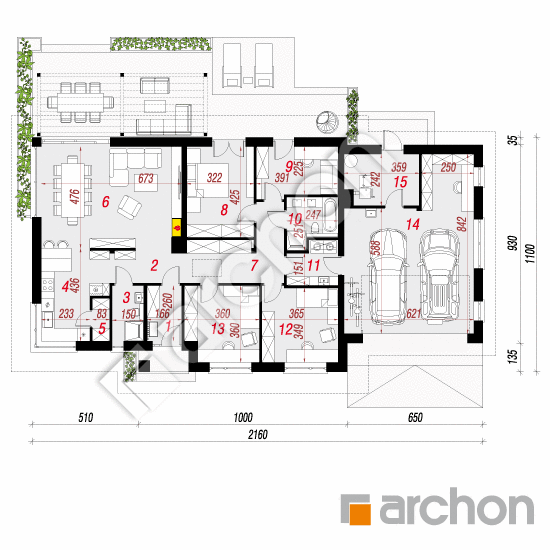 Проект будинку ARCHON+ Будинок в сантолінах 4 (Г2) План першого поверху