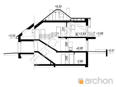 Проєкт будинку ARCHON+ Будинок в зефірантесі (Г2П) Розріз будинку