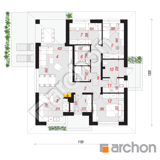 Проект будинку ARCHON+ Будинок в хакетіях 6 План першого поверху